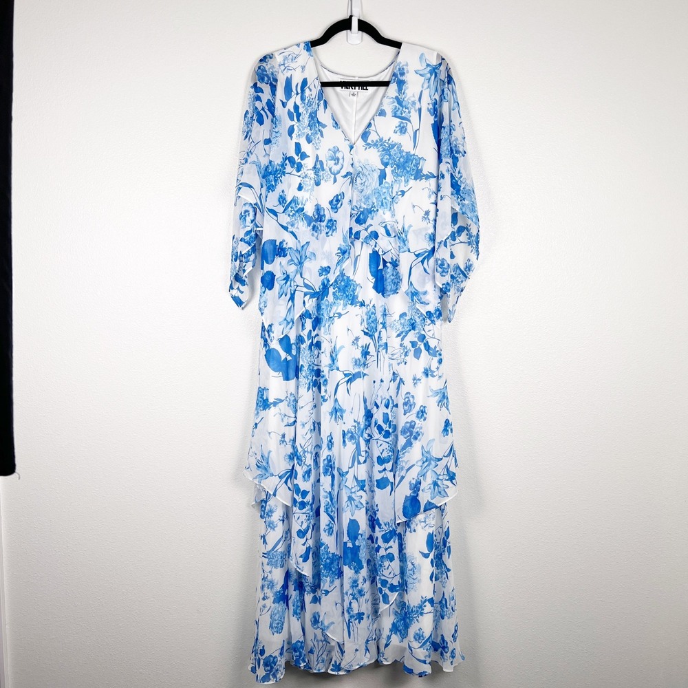 Vicky Tiel Women's Chiffon Floral Maxi Dress Sz 1X